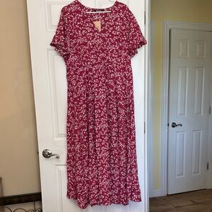 BloomChic Burgundy Floral Midi Dress